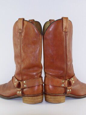 Vintage Double H Light Brown Biker Harness Western Cowboy Boots (10 US)